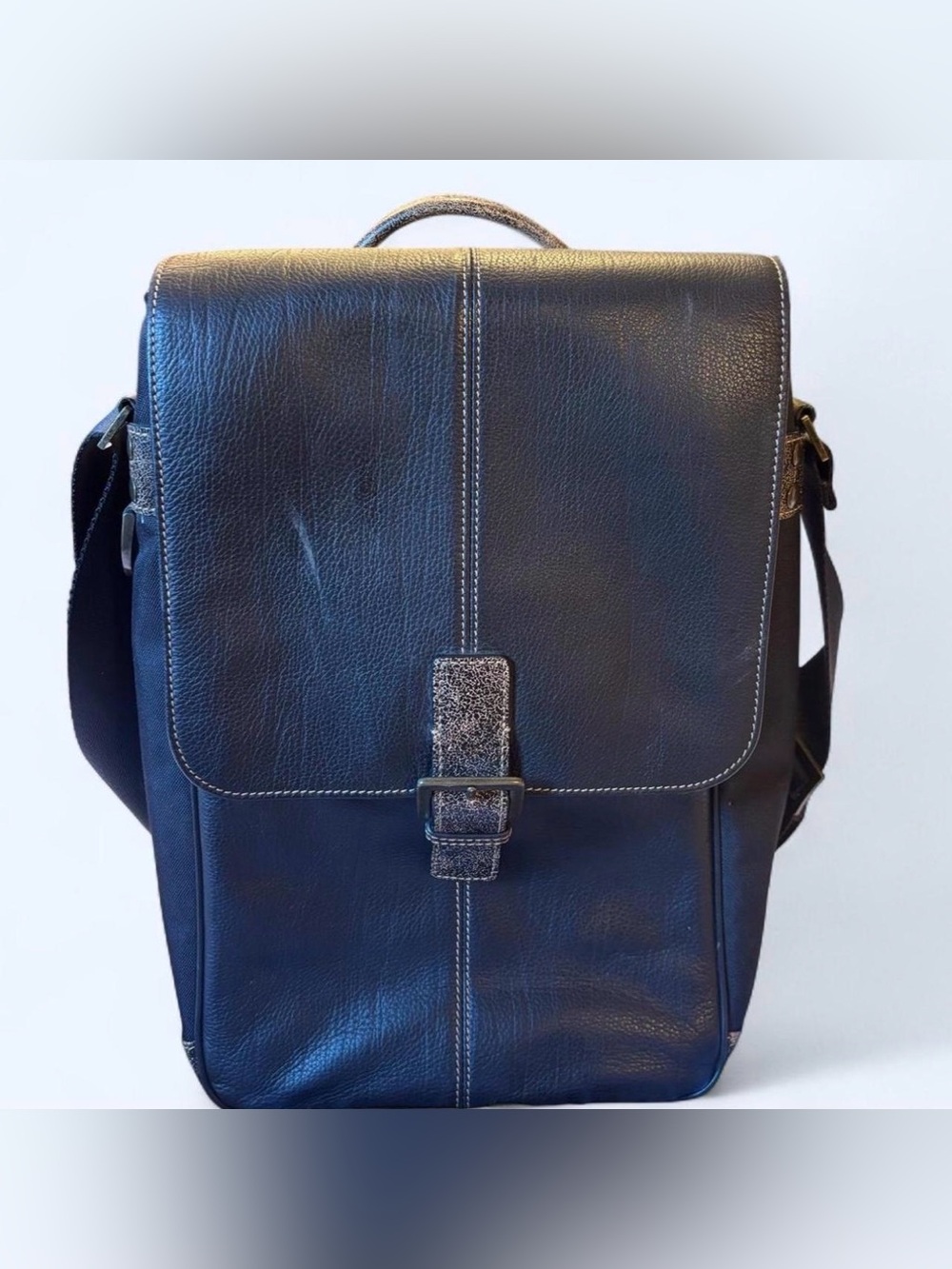 Boconi Leather 2 Bottle Insulated Wine Carrier Bag Travel Case Messenger Tote